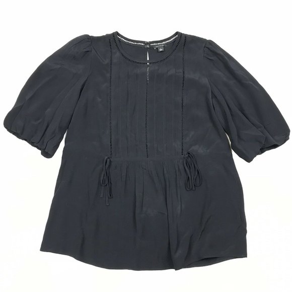 Ann Taylor Lattice Cutout Lacy Puff Sleeve Blouse - Picture 1 of 7